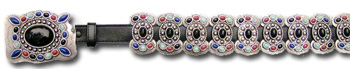 Black Leather Belt w/ Extra Multi-Color Stone Butterfly Conchos