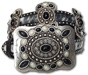Salt & Pepper Cowhide Belt w/Pearl & Onyx Butterfly Conchos