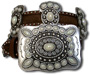 Brindle Cowhide Belt w/Pearl Stone Butterfly Conchos