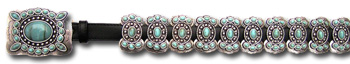 Leather Belt w/ Extra Turquoise Stone Butterfly Conchos