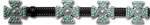 Black Leather Belt w/ Turquoise Stone Maltese Cross Conchos