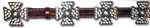 Brindle Cowhide Belt w/ Pearl Stone Maltese Cross Conchos