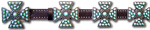 Brown Leather Belt w/ Turquoise Stone Maltese Cross Conchos