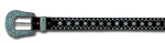 Black Leather Belt w/ Turquoise Stone Buckle Set & Nailhead Trim