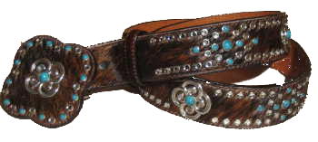 Ladies Brindle Hair with Turquoise & Clear Crystal accent