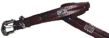 Brown Ladies Belt with Square Ab Crystal Conchos with a Blue Turquoise spot accentby SSM Belts
