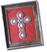 Large Turquoise & Red Butterfly Framed Cross