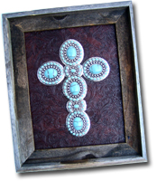 Large Turquoise Butterfly Framed Cross