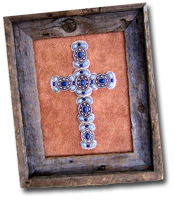 Small Denim Butterfly Framed Cross