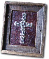 Small Turquoise Butterfly Framed Cross