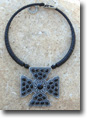Black Stone Maltese Cross Necklace
