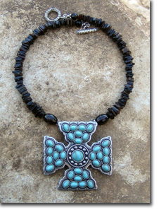 Turquoise Maltese Cross Necklace