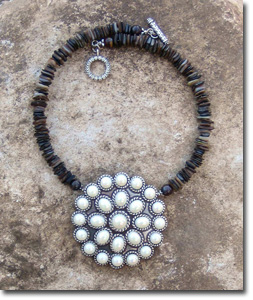 Round Pearl Concho Necklace