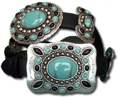 Black Belt w/ Turquoise & Onyx Butterflies & Conchos