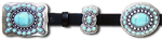 Black Leather Belt w/Turquoise Conchos & Butterflies