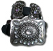 Black Leather Belt w/AB Crystal Butterfly Conchos